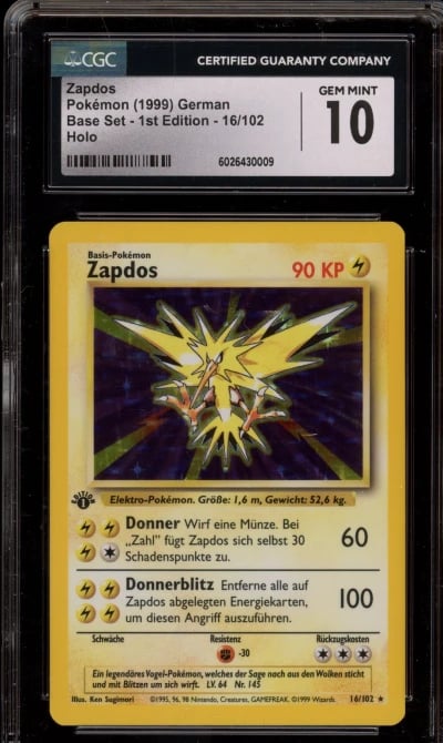 Pokemon Zapdos Base Set 1st Edit