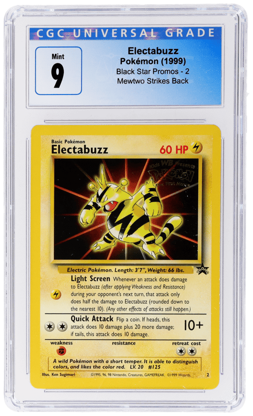 1999 Pokemon Wizards of the Coast Black Star Promo Mewtwo Strikes Back Electabuzz #2 CGC 9