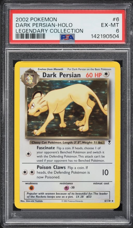 2002 Pokemon Legendary Collection Holo Dark Persian #6 PSA 6 EXMT