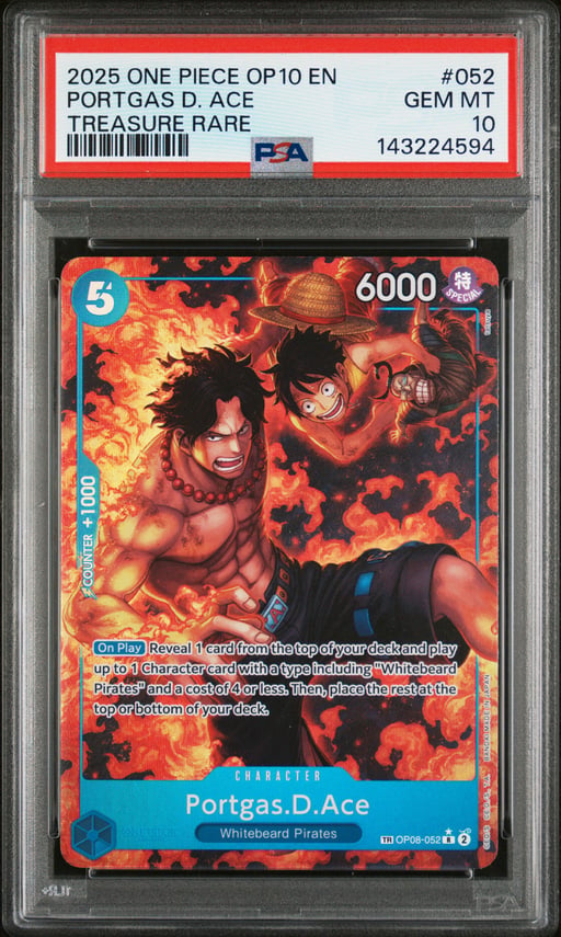 2025 ONE PIECE OP10-ROYAL BLOOD 052 PORTGAS D. ACE TREASURE RARE PSA 10