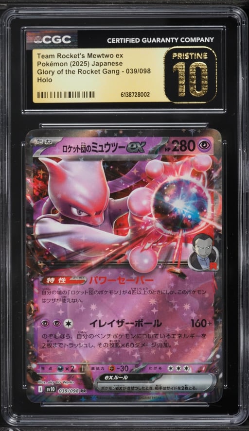 2025 Pokemon Japanese SV Glory Of The Rocket Gang Holo Team Rocket's Mewtwo ex #39 CGC 10