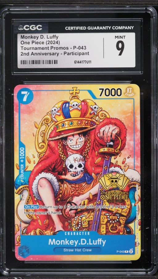 2024 One Piece Tournament Promo 2nd Anniversary Alt Art Monkey D. Luffy #P-043 CGC 9 MINT