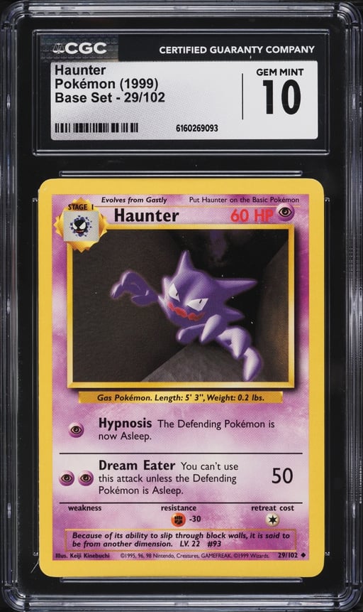 1999 Pokemon Base Set Haunter #29 CGC 10 GEM MINT