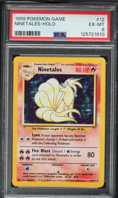 1999 Pokemon Base Set Holo Ninetales #12 PSA 6 EXMT
