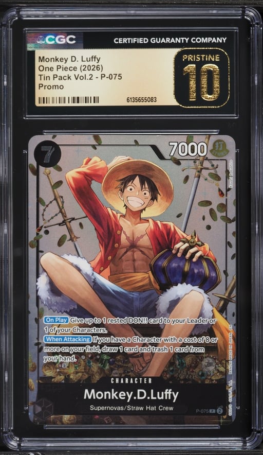 2026 One Piece Promo Tin Pack Volume 2 Monkey D. Luffy #P-075 CGC 10 PRISTINE