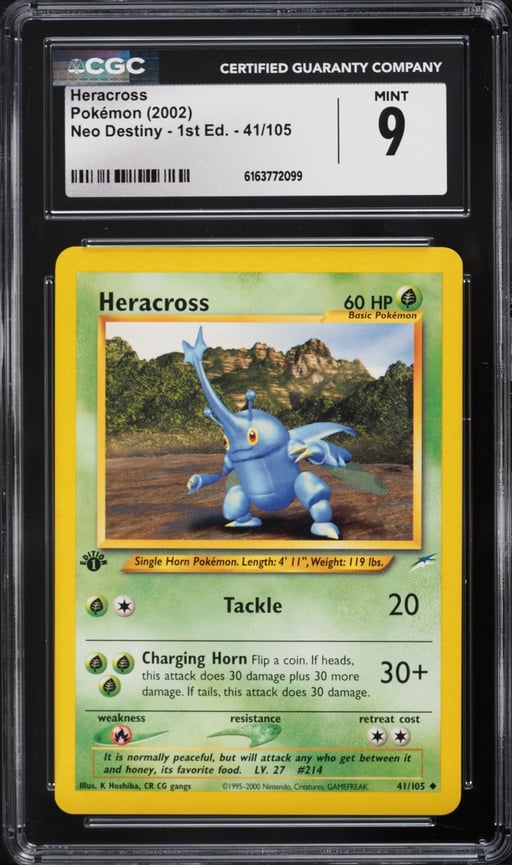 2002 Pokemon Neo Destiny 1st Edition Heracross #41 CGC 9 MINT