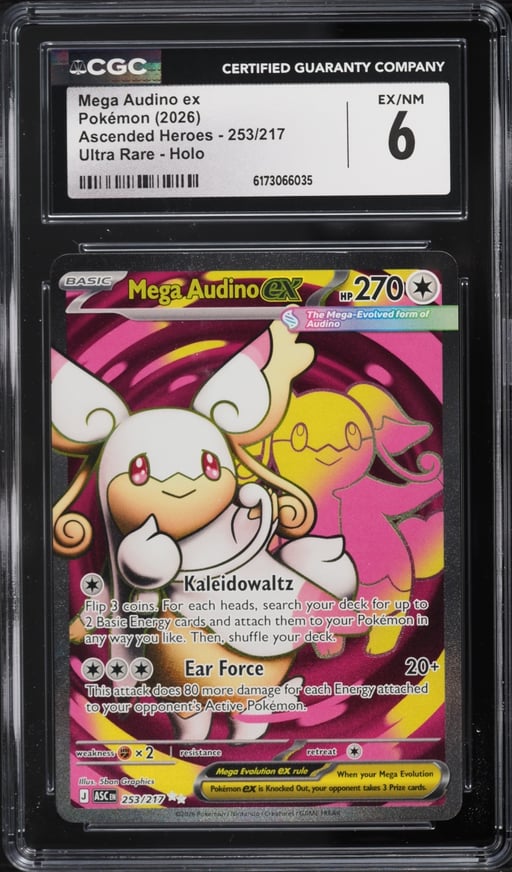 2026 Pokemon Mega Evolution Ascended Heroes Full Art Mega Audino Ex #253 CGC 6 EXMT