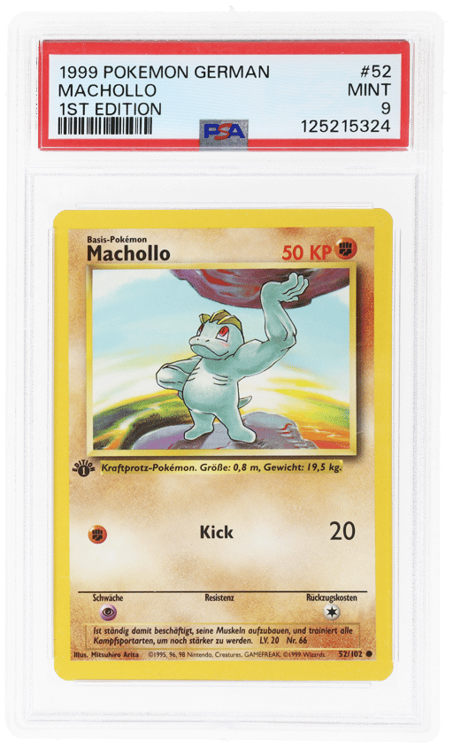 1999 Pokemon Base Set German 1st Edition Machop #52 PSA 9