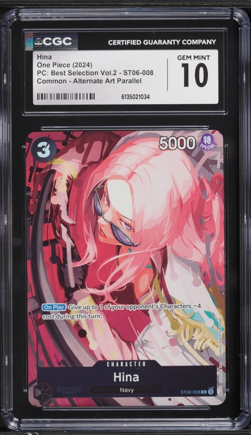 2024 One Piece PC Best Selection Vol 2 Alt Art Hina #ST06-008 CGC 10 GEM MINT