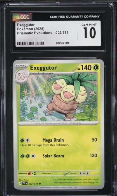 2025 Pokemon SV Prismatic Evolutions Exeggutor #002 CGC 10 GEM MINT