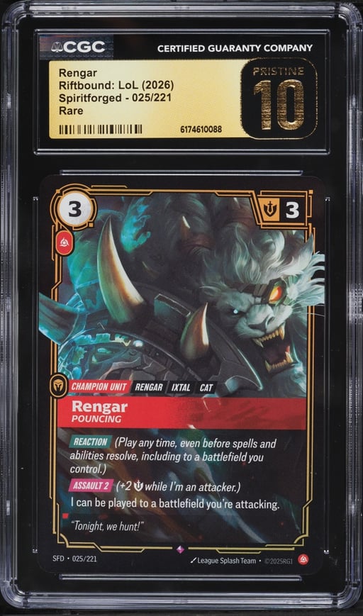2026 Riftbound League Of Legends LOL Spiritforged Rengar #025 CGC 10 PRISTINE