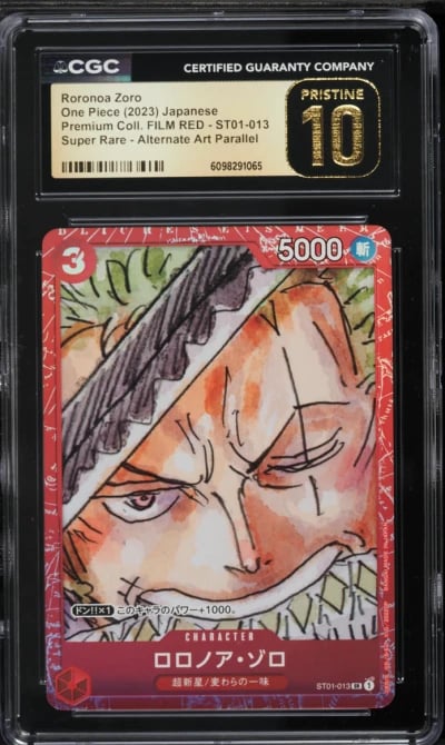 2023 One Piece Japanese Premium Film Red Alt Art Roronoa Zoro #ST01-013 CGC 10 PRISTINE