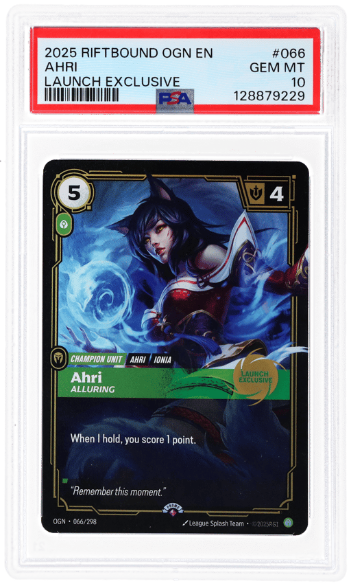 2025 Riftbound League of Legends Origins Launch Exclusive Ahri Alluring #66 PSA 10