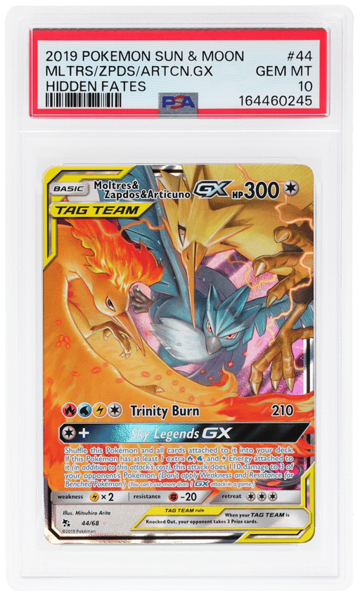 2019 Pokemon Sun and Moon Hidden Fates Articuno/Moltres/Zapdos Gx #44 PSA 10