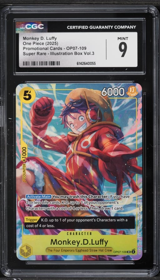 2025 One Piece Promo Illustration Box Vol. 3 Alt Art Monkey D. Luffy #OP07-109 CGC 9 MINT