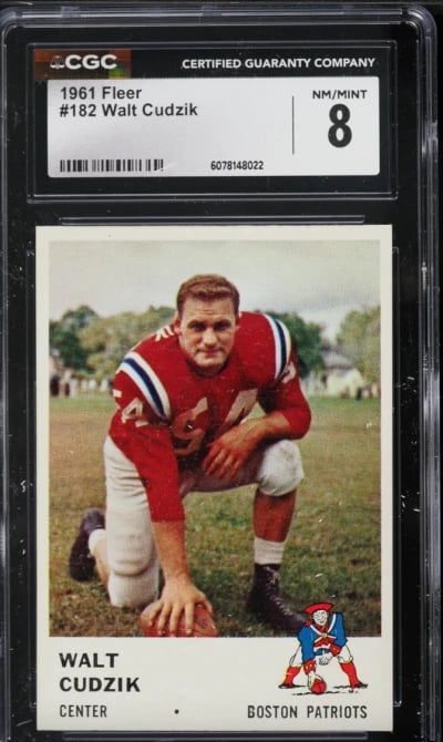 1961 Fleer Football Walt Cudzik ROOKIE #182 CGC 8 NM-MT