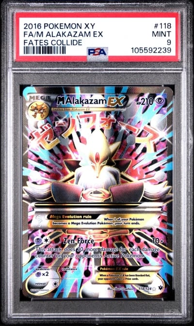 2016 POKEMON XY FATES COLLIDE #118 FULL ART/M ALAKAZAM EX PSA 9