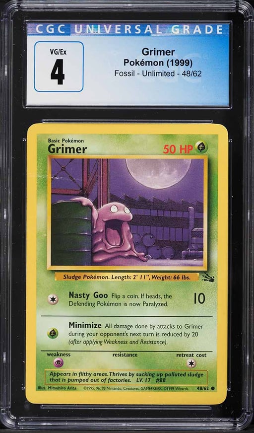 1999 Pokemon Fossil Grimer #48 CGC 4 VGEX