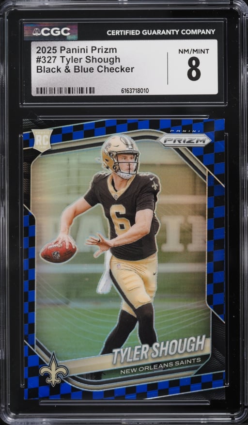 2025 Panini Prizm Black & Blue Checker Tyler Shough ROOKIE #327 CGC 8 NM-MT