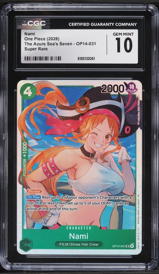 2026 One Piece The Azure Sea's Seven SR Nami #OP14-031 CGC 10 GEM MINT