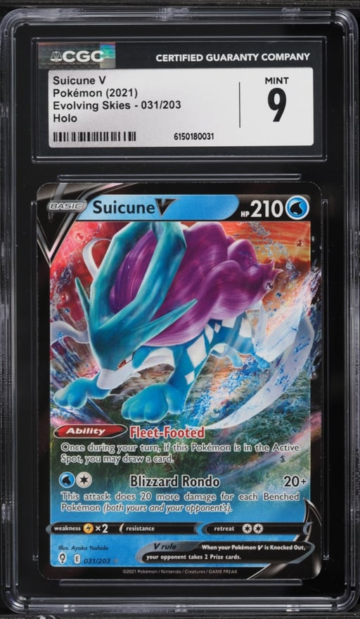 2021 Pokemon Sword & Shield Evolving Skies Suicune V #31 CGC 9 MINT