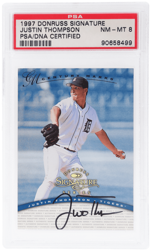 1997 Donruss Signature Century Marks Justin Thompson 27/100 PSA/DNA Auth