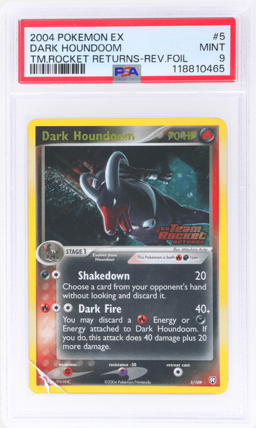 2004 Pokemon Ex Team Rocket Returns Reverse Holo Dark Houndoom #5 PSA 9