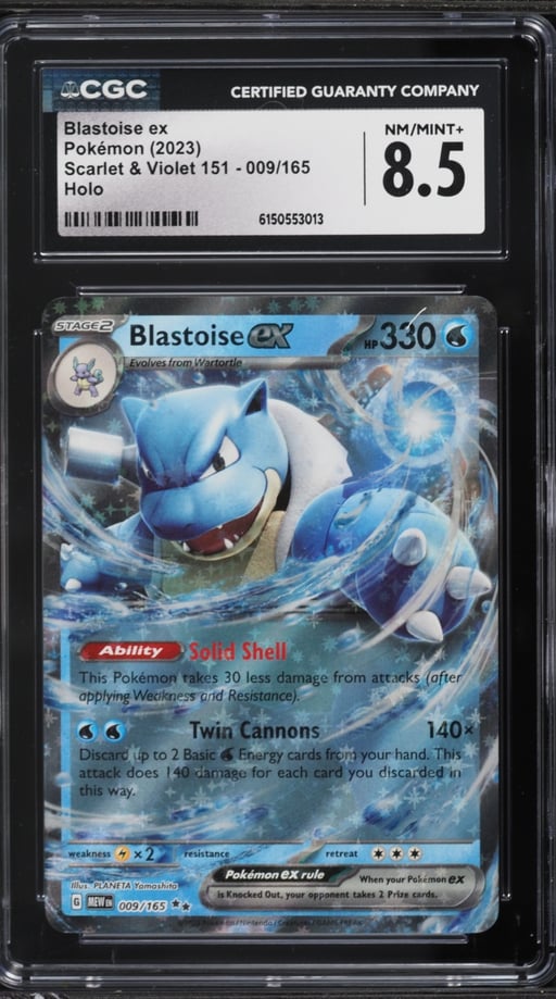 2023 Pokemon Scarlet & Violet 151 Holo Blastoise ex #9 CGC 8.5 NM-MT+