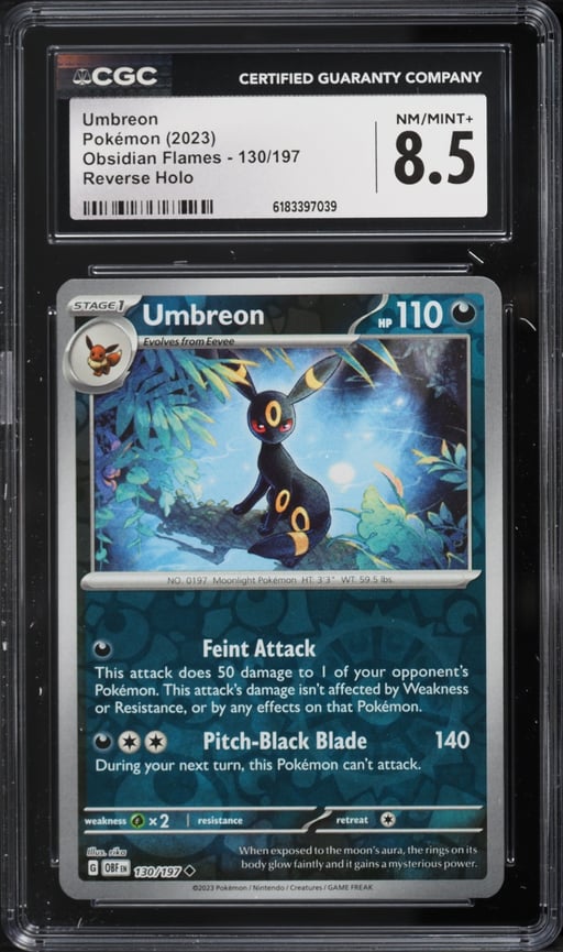 2023 Pokemon Scarlet & Violet Obsidian Flames Reverse Holo Umbreon #130 CGC 8.5 NM-MT+