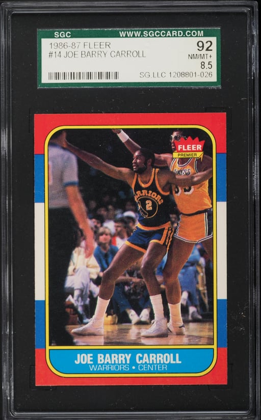 1986 Fleer Basketball Joe Barry Carroll #14 SGC 8.5 NM-MT+