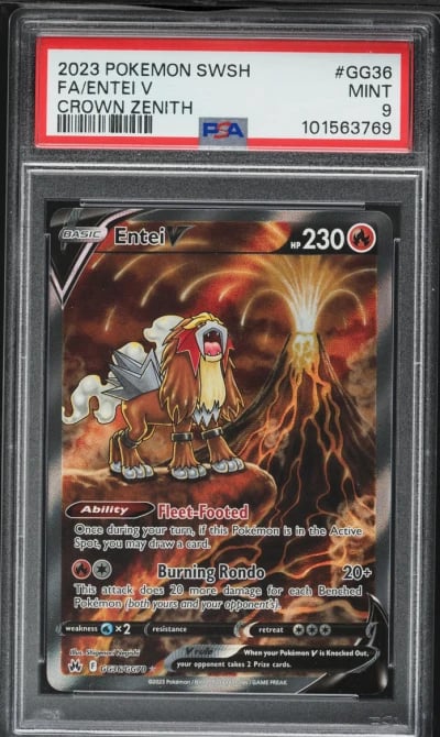 2023 Pokemon Sword & Shield Crown Zenith Alt Art Entei V #GG36 PSA 9 MINT