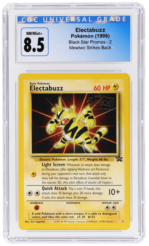 1999 Pokemon Wizards of the Coast Black Star Promo Mewtwo Strikes Back Electabuzz #2 CGC 8.5