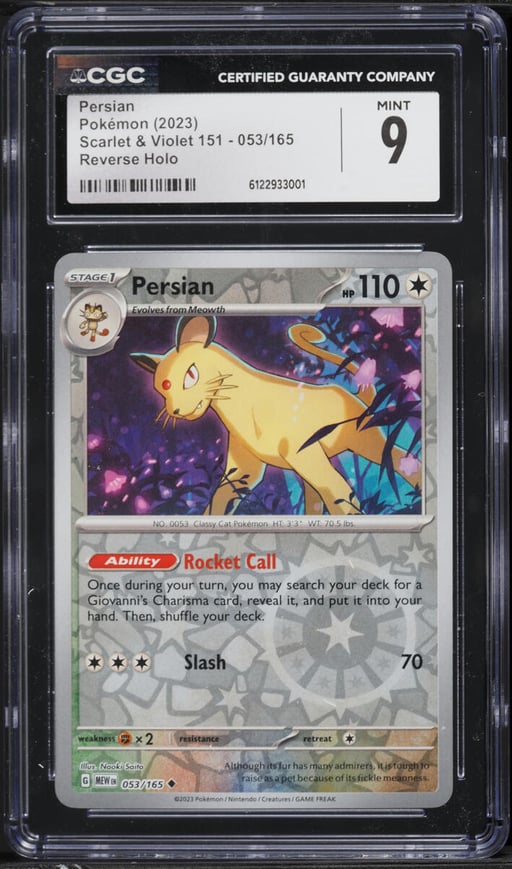 2023 Pokemon Scarlet & Violet 151 Reverse Holo Persian #53 CGC 9 MINT