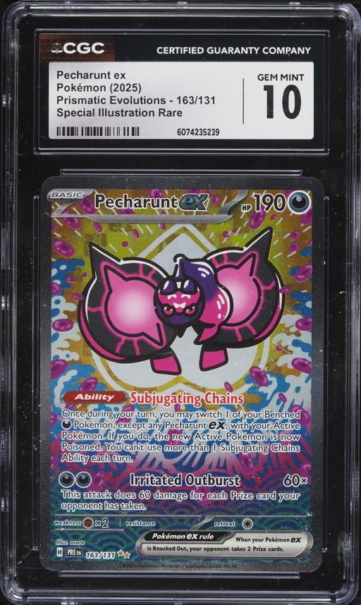 2025 Pokemon Scarlet & Violet Prismatic Evolutions SIR Pecharunt ex #163 CGC 10 GEM MINT