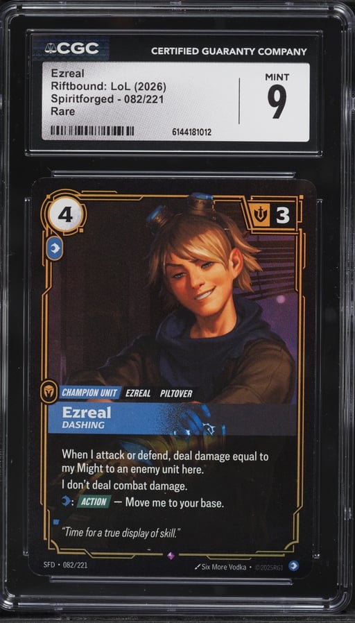 2026 Riftbound League Of Legends LoL Spiritforged Ezreal #82 CGC 9 MINT