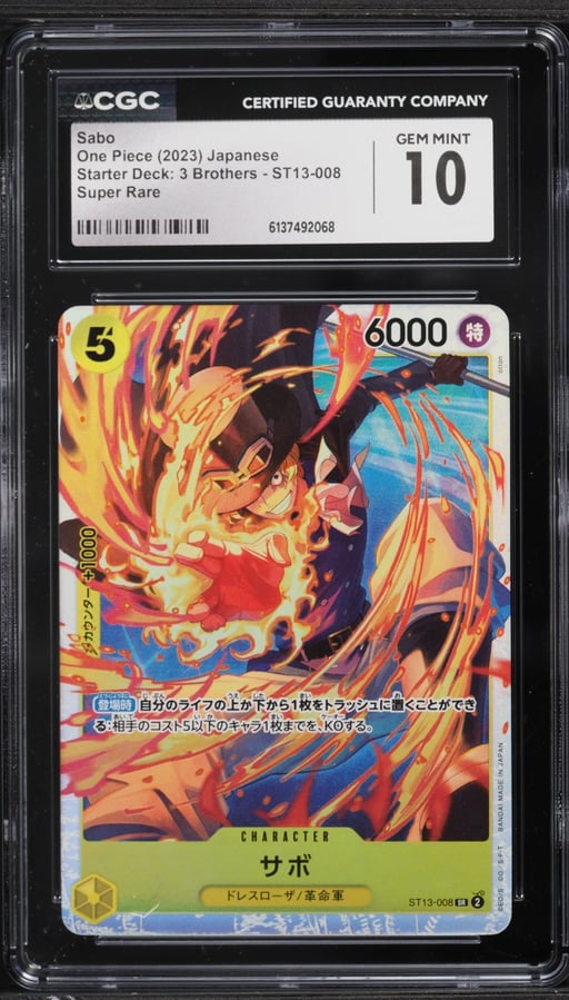 2023 One Piece Japanese Starter Deck 3 Brothers SR Sabo #ST13-008 CGC 10 GEM MINT