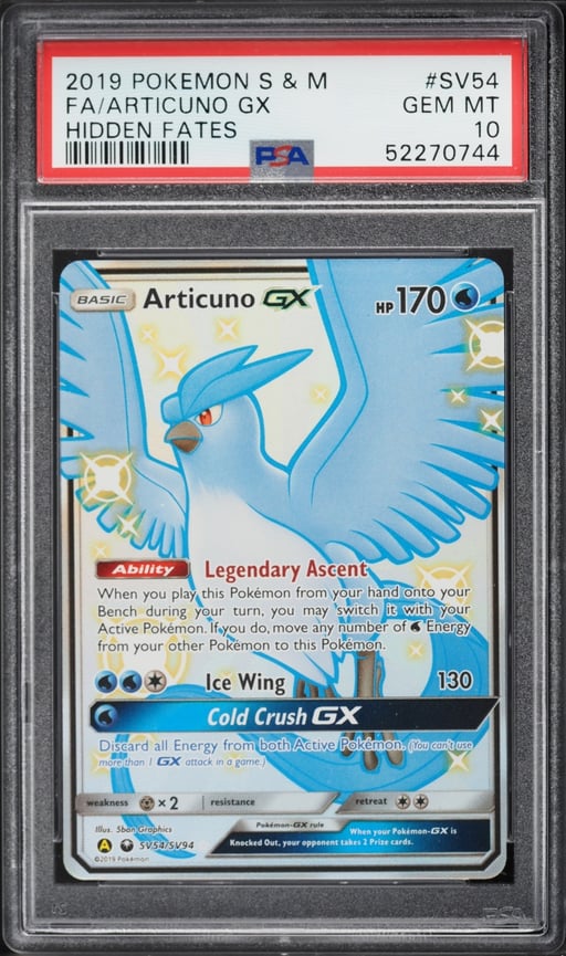 2019 Pokemon Sun & Moon Hidden Fates Shiny Vault Full Art Articuno GX #SV54 PSA 10 GEM MINT
