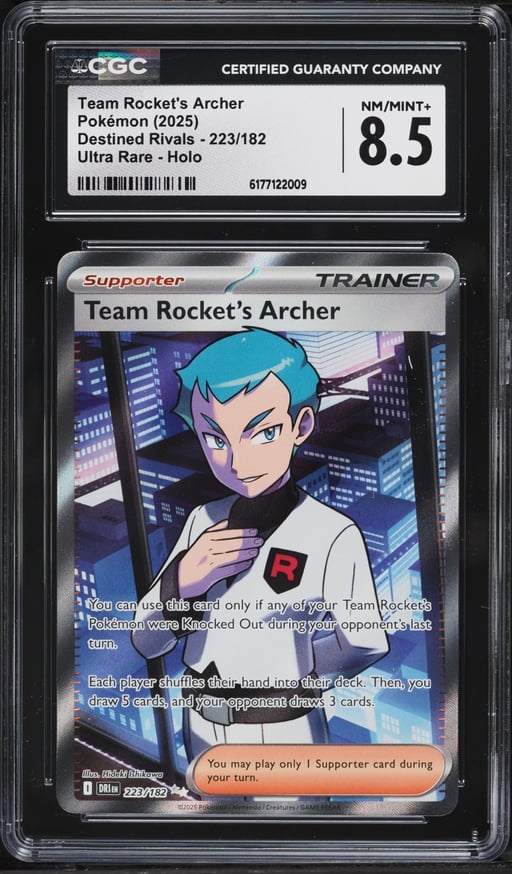 2025 Pokemon Scarlet & Violet Destined Rivals Full Art Team Rocket's Archer #223 CGC 8.5 NM-MT+