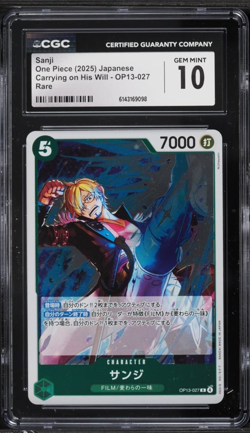 2025 One Piece Japanese Carrying On His Will Sanji #OP13-027 CGC 10 GEM MINT