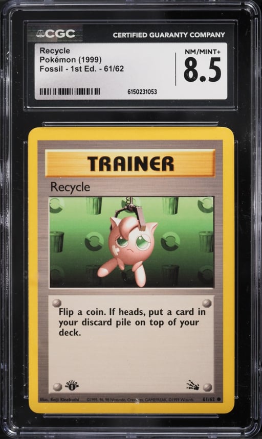 1999 Pokemon Fossil 1st Edition Recycle #61 CGC 8.5 NM-MT+