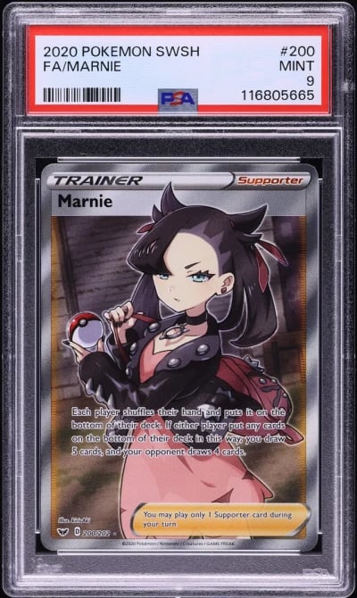 2020 Pokemon Sword & Shield Full Art Marnie #200 PSA 9 MINT