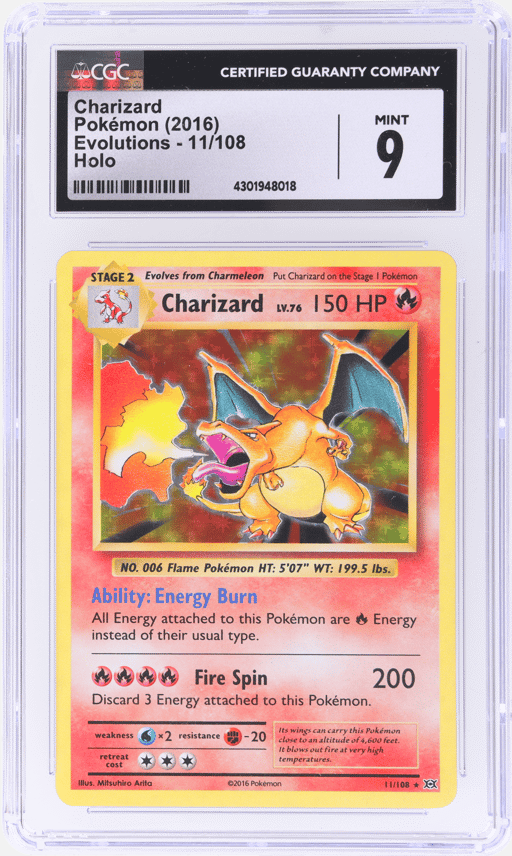 2016 Pokemon XY Evolutions Holo Charizard #11 CGC 9