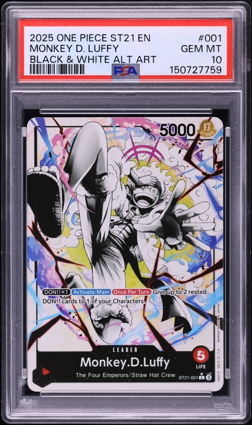2025 One Piece Starter Deck Ex Gear 5 Black & White Alt Art Monkey D. Luffy #001 PSA 10 GEM