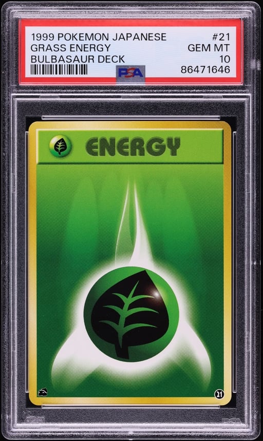 1999 Pokemon Japanese Bulbasaur Deck Grass Energy #21 PSA 10 GEM MINT