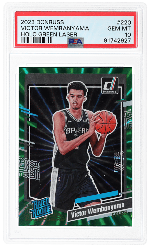 2023 Donruss Rated Rookie Holo Green Laser Victor Wembanyama #220 PSA 10