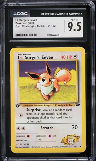 2000 Pokemon Gym Challenge 1st Edition Lt. Surge's Eevee #51 CGC 9.5 MINT+