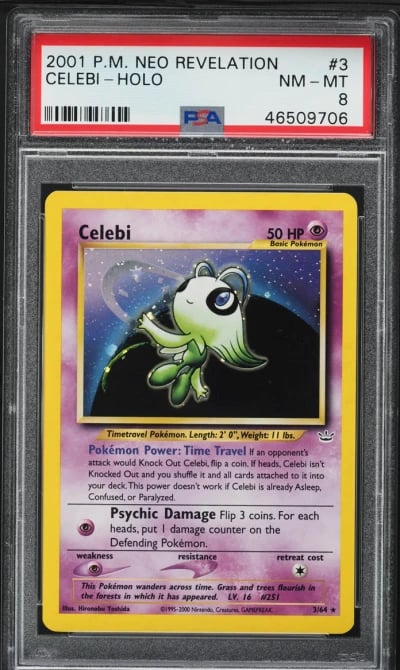 2001 Pokemon Neo Revelation Holo Celebi #3 PSA 8 NM-MT