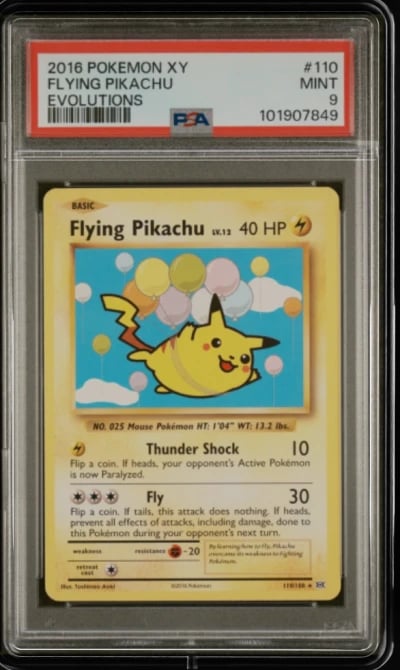 2016 POKEMON XY EVOLUTIONS #110 FLYING PIKACHU PSA 9
