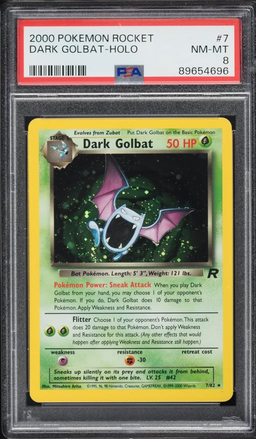 2000 Pokemon Team Rocket Holo Dark Golbat #7 PSA 8 NM-MT