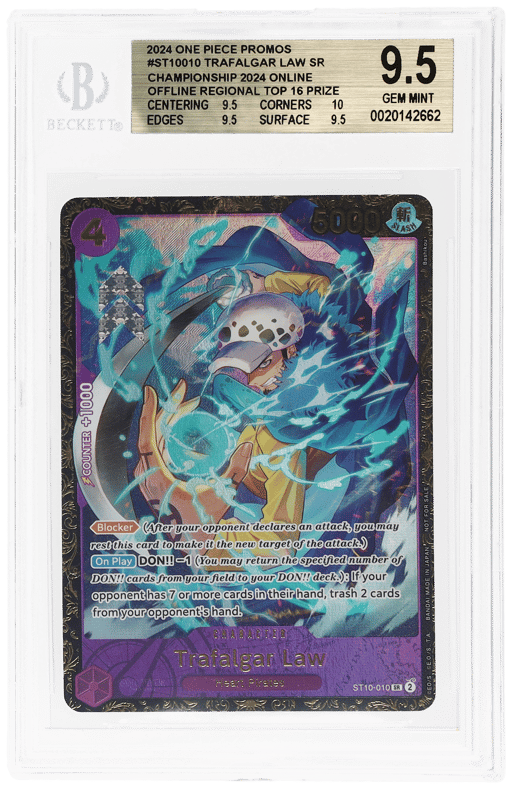 2024 One Piece Promo Championship Regional Top Prize Trafalgar Law #ST10-010 BGS 9.5
